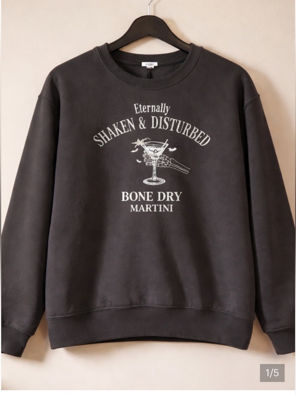 Wildfox Black 'Bone Dry Martini' Graphic Crewneck Sweatshirt